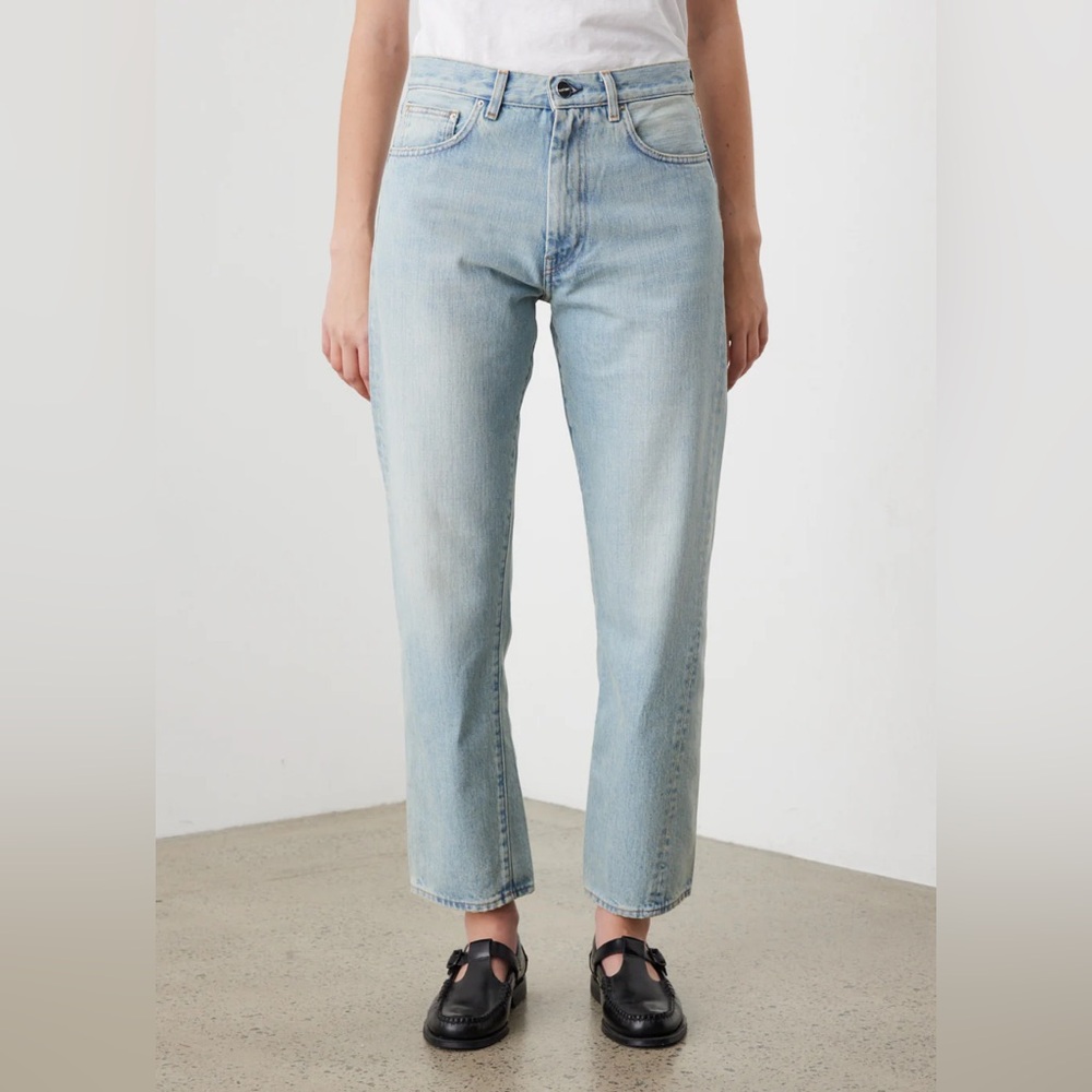 Toteme light blue twisted seam straight jeans